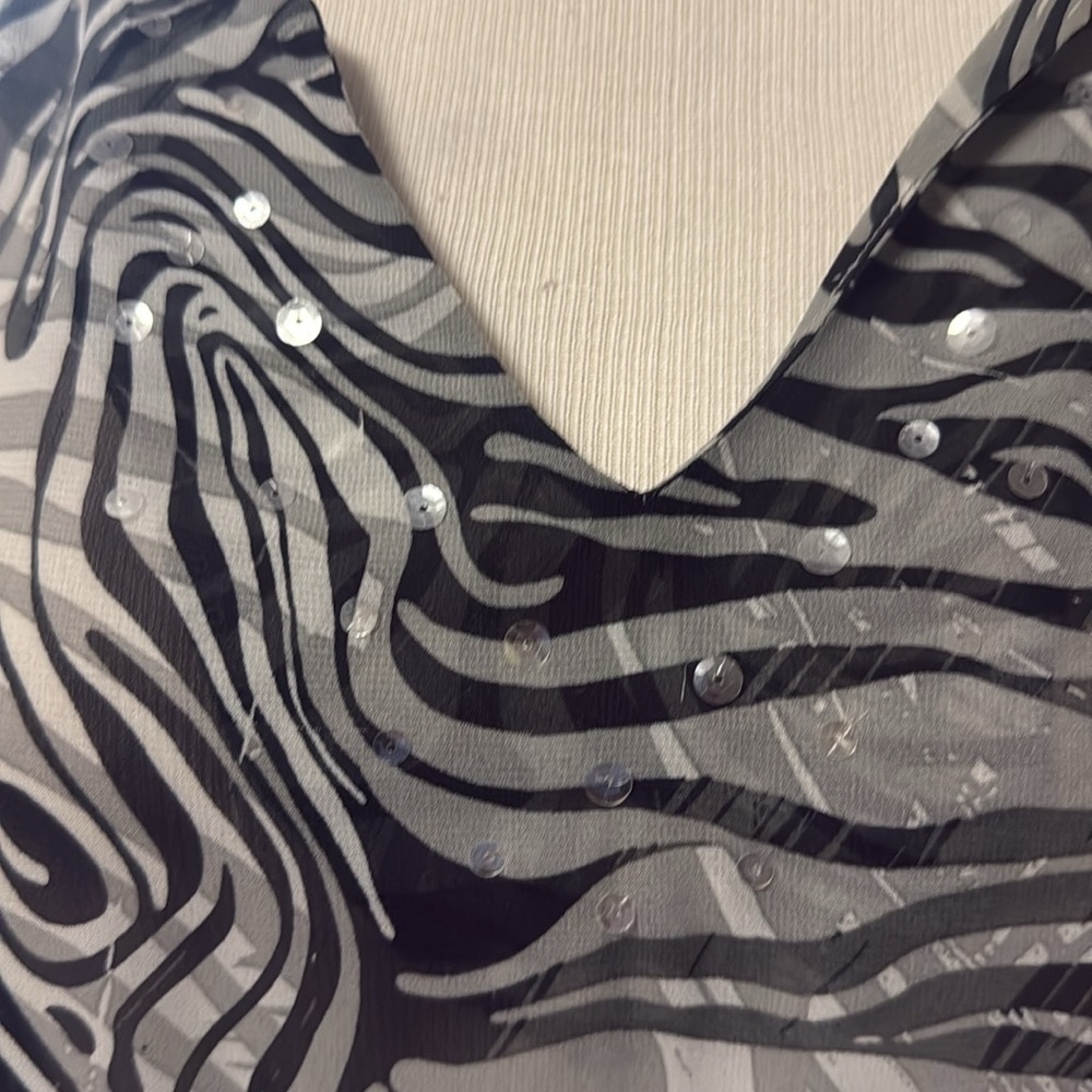 Zebra Print V-Neck Poncho Top - Picture 2 of 8